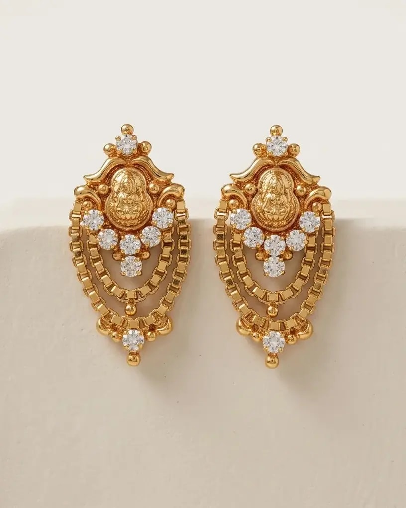 Lakshmi Devi Heritage Gold-Toned Screw Back Earrings