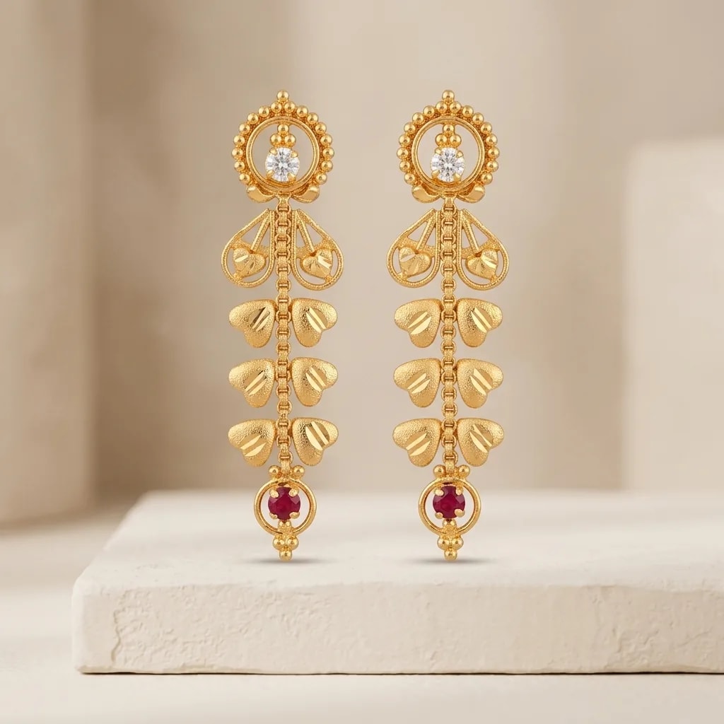 Tamalapaku Gold-Toned Screw Back Drop Earrings