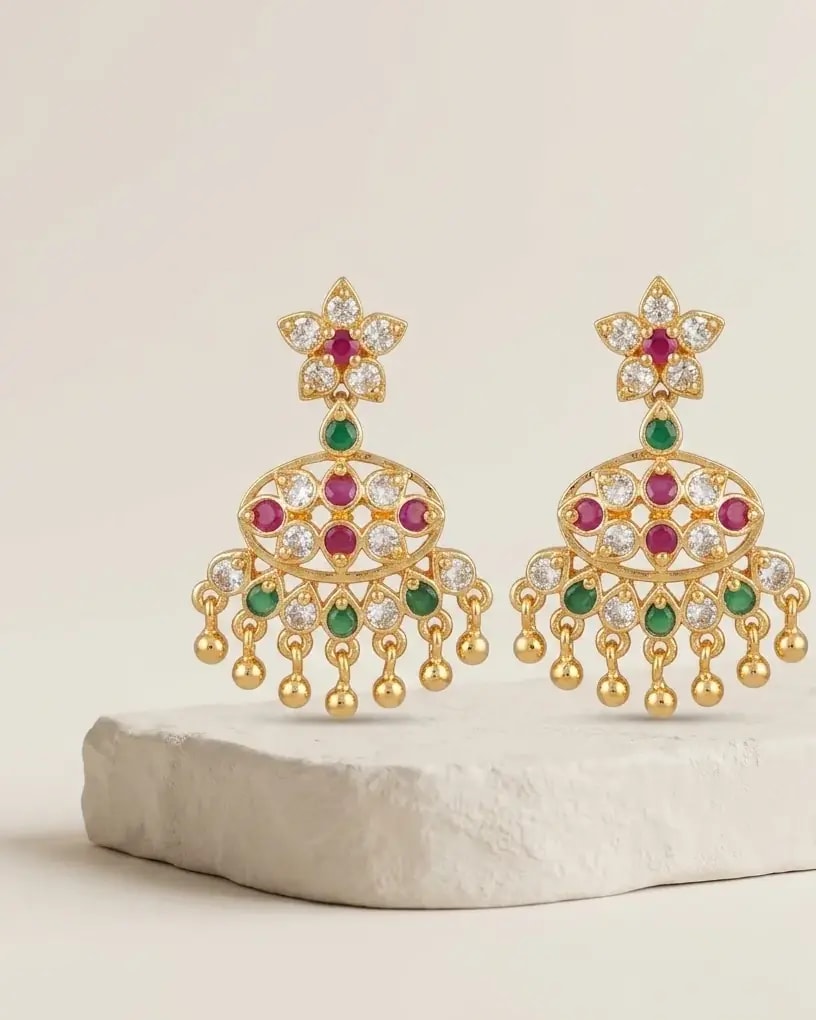 Ratna Vattam Gold-Toned Screw Back Earrings