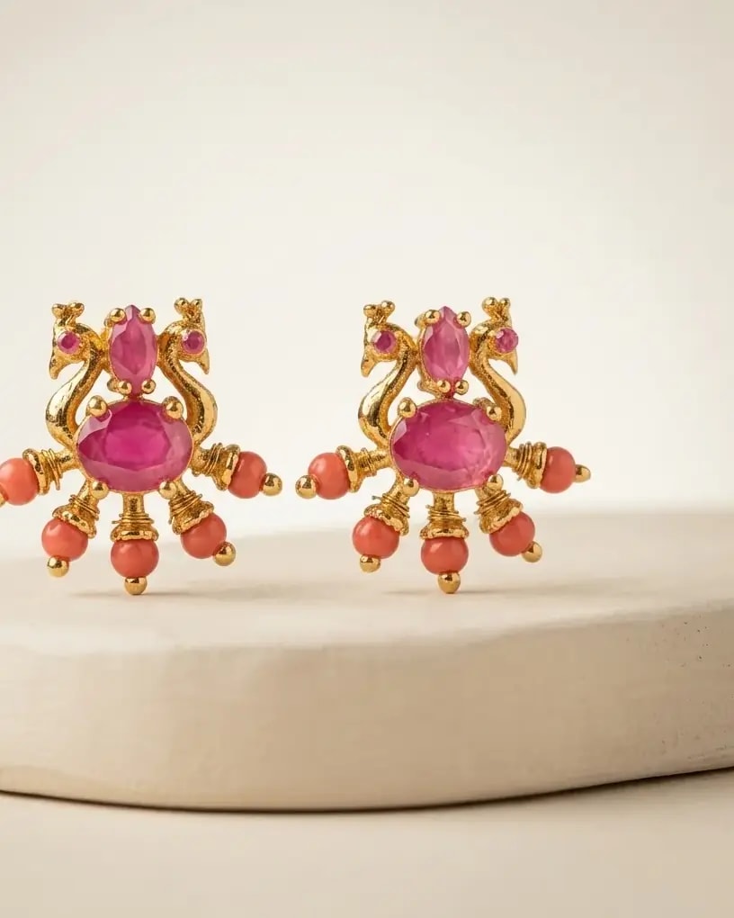 Mayil Heritage Beaded Gold-Toned Screw Back Studs