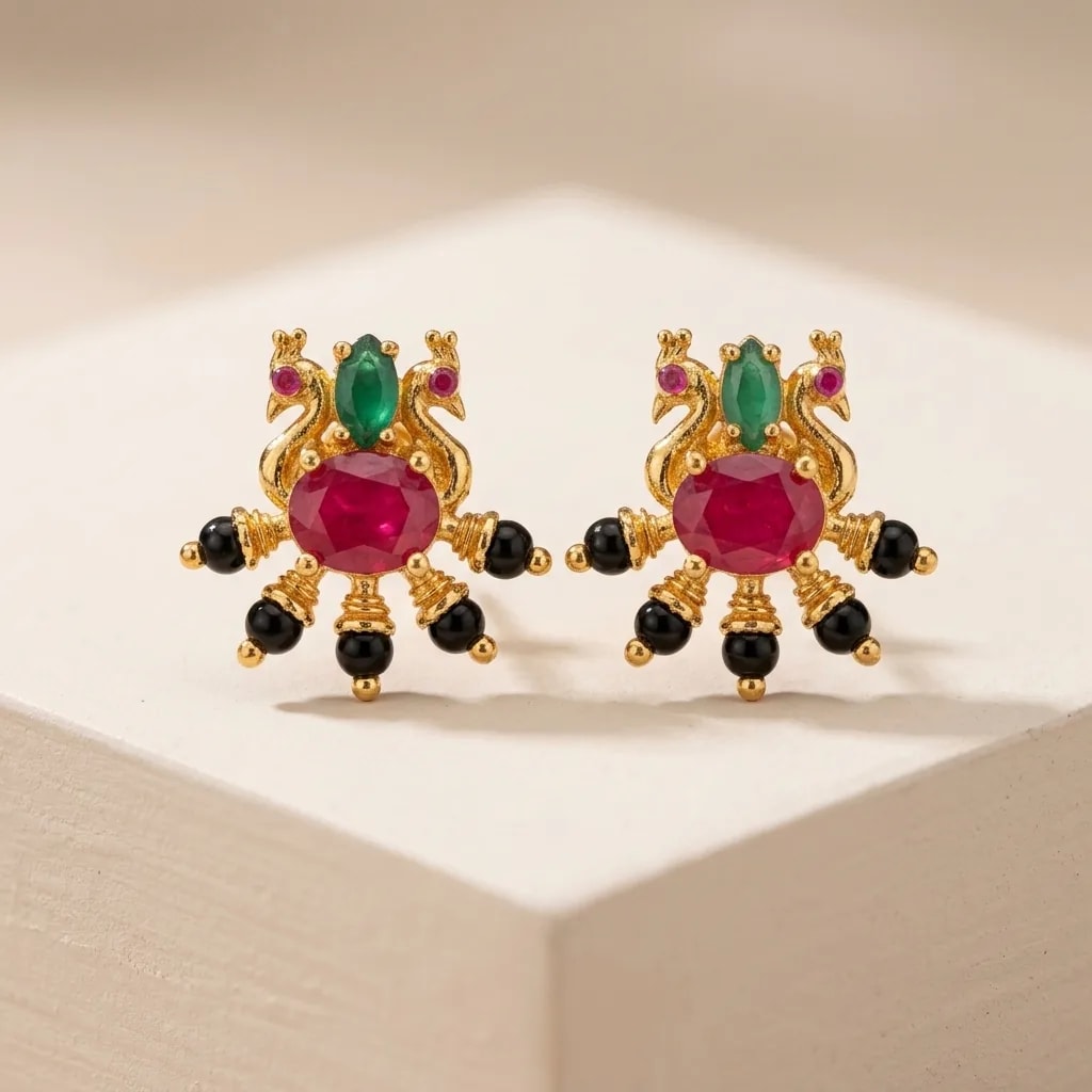 Mayil Heritage Beaded Gold-Toned Screw Back Studs