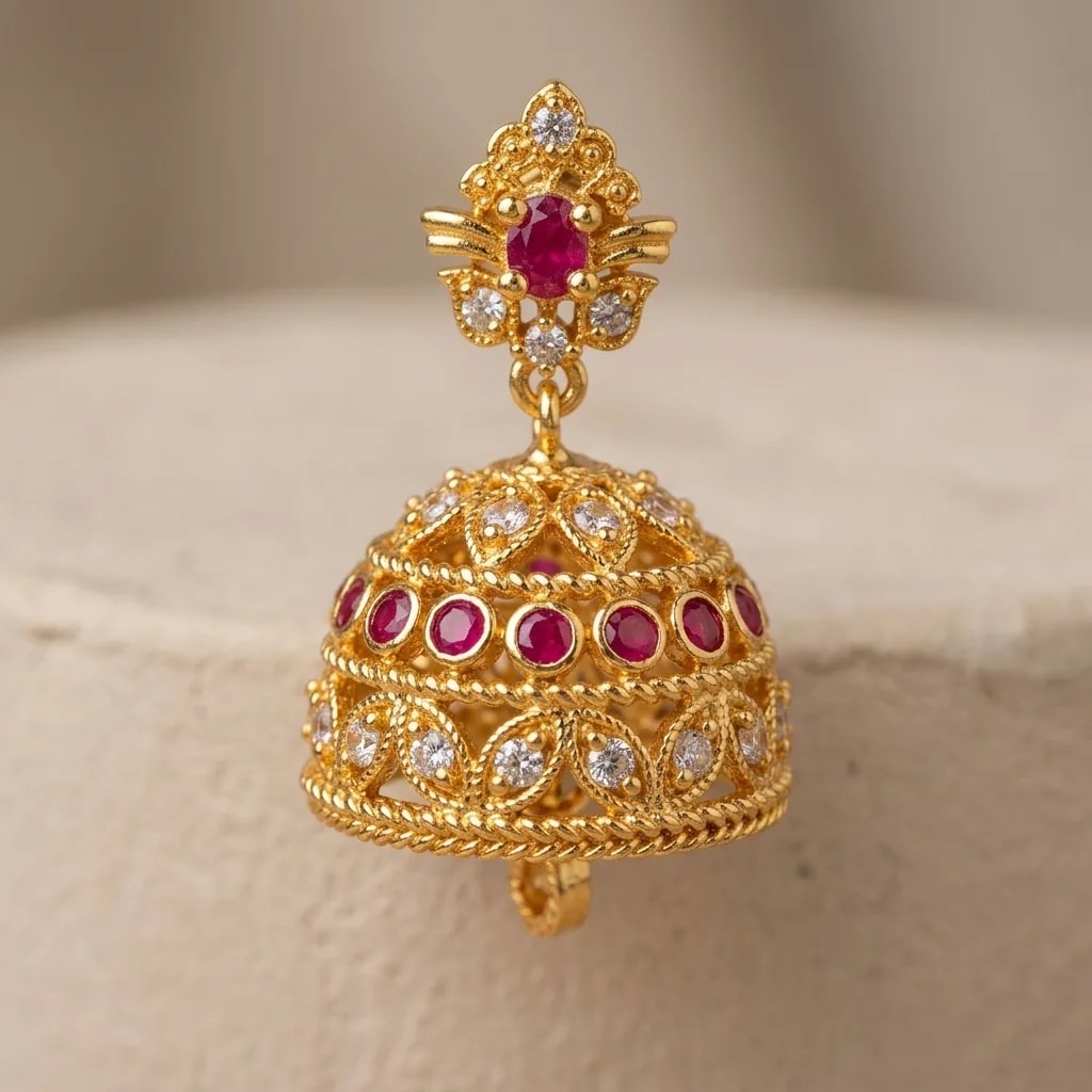 Ratna Gopura Gold-Toned Screw Back Jhumkas