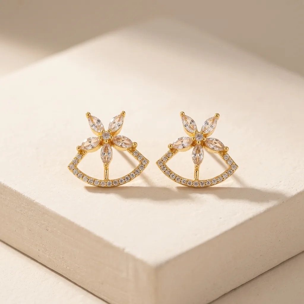 Petal Bow Gold-Toned Screw Back Studs