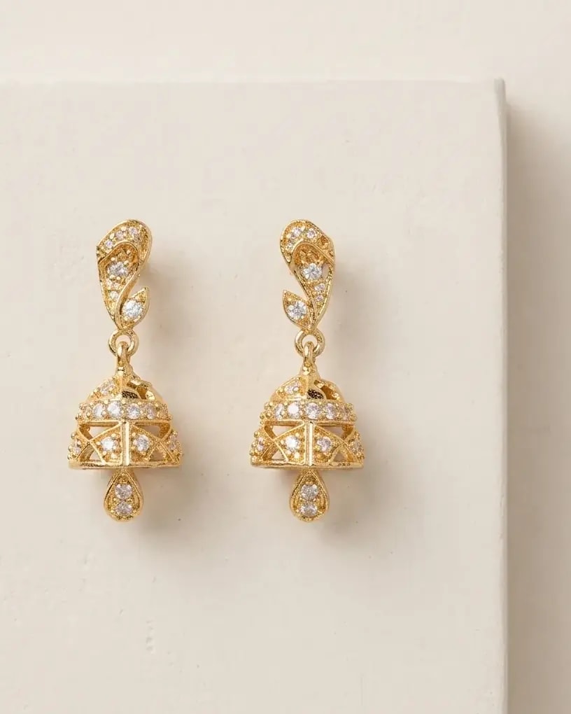 Pattika Stone Gold-Toned Mini Screw Back Jhumkas