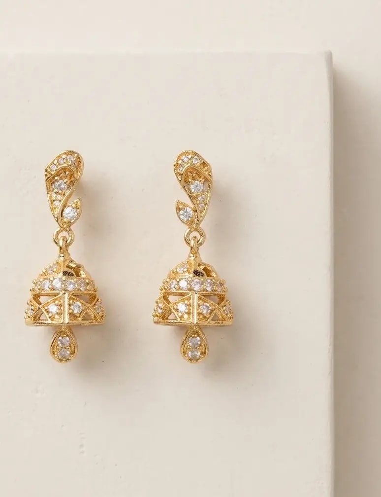 Pattika Stone Gold-Toned Mini Screw Back Jhumkas