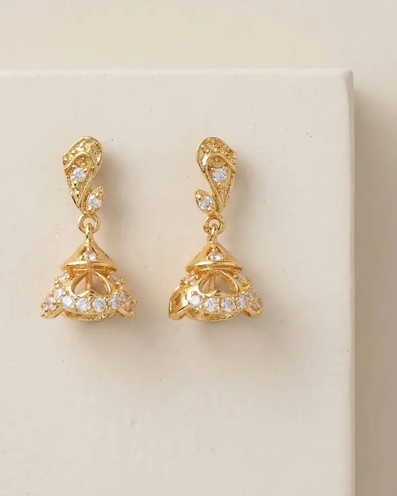 Jaalika Stone Gold-Toned Mini Screw Back Jhumkas