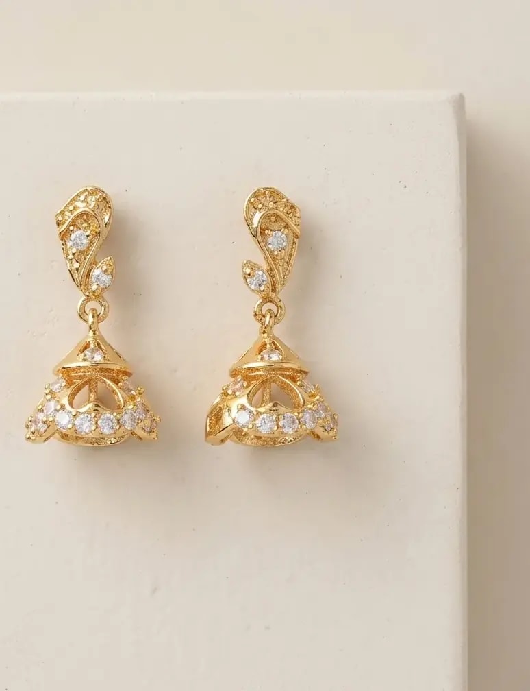 Jaalika Stone Gold-Toned Mini Screw Back Jhumkas