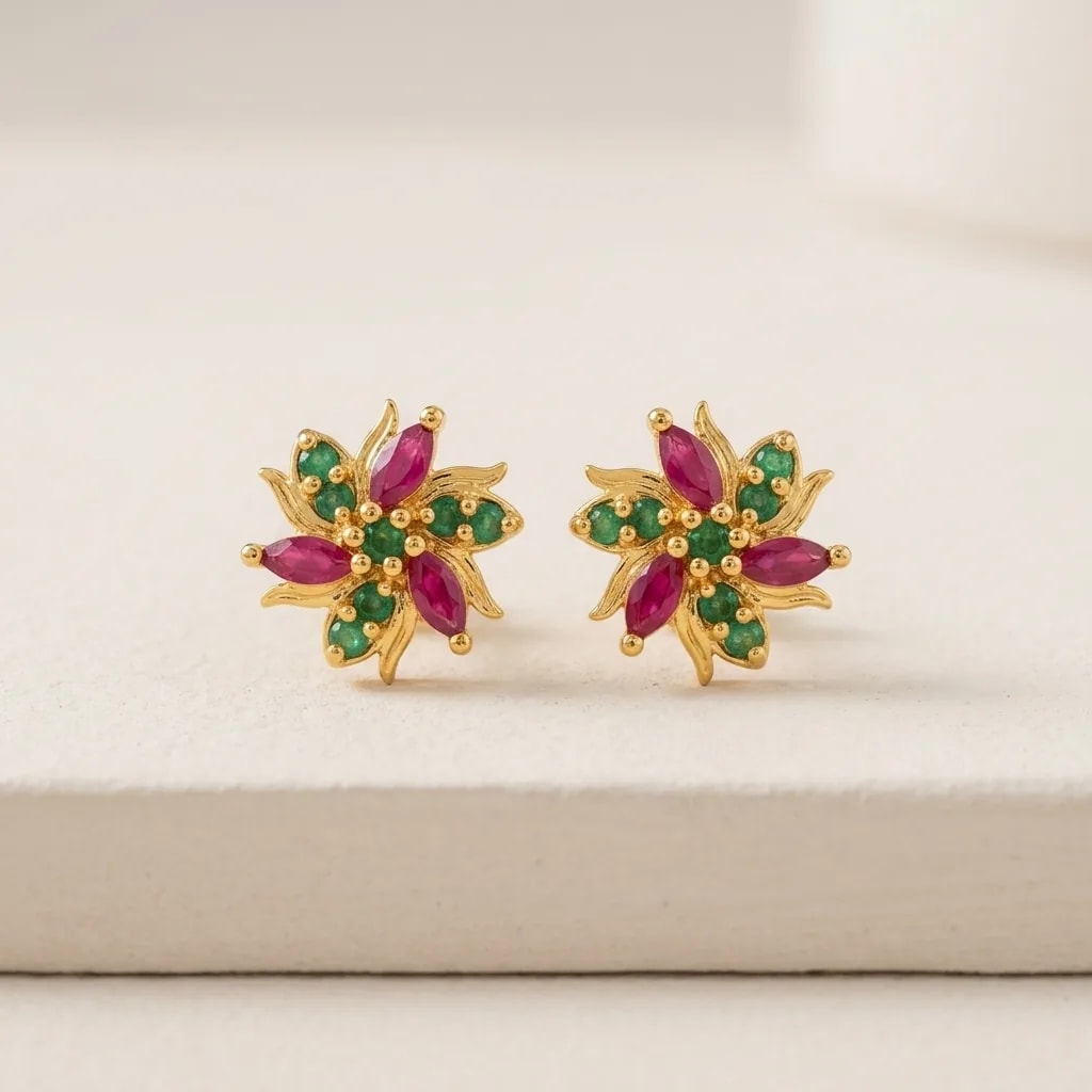 Rang Pushpa Gold-Toned Screw Back Studs