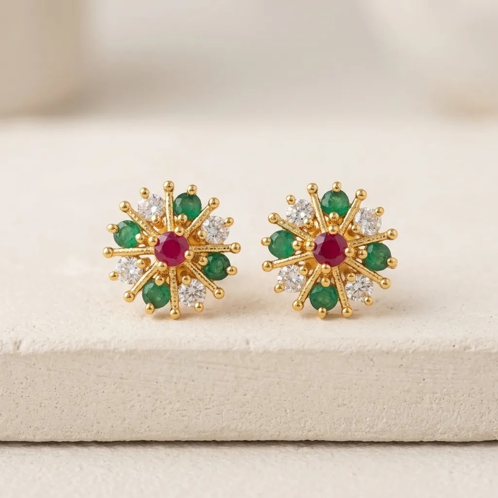 Rangoli Burst Gold-Toned Screw Back Studs