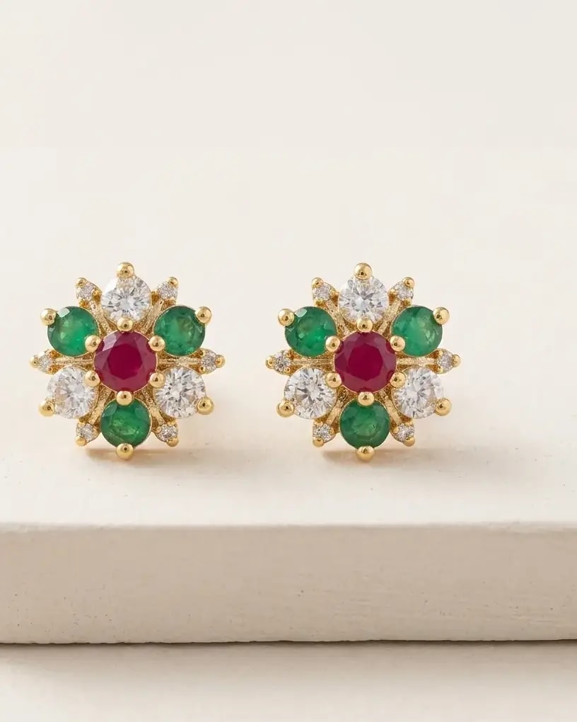 Ratna Petal Gold-Toned Screw Back Studs