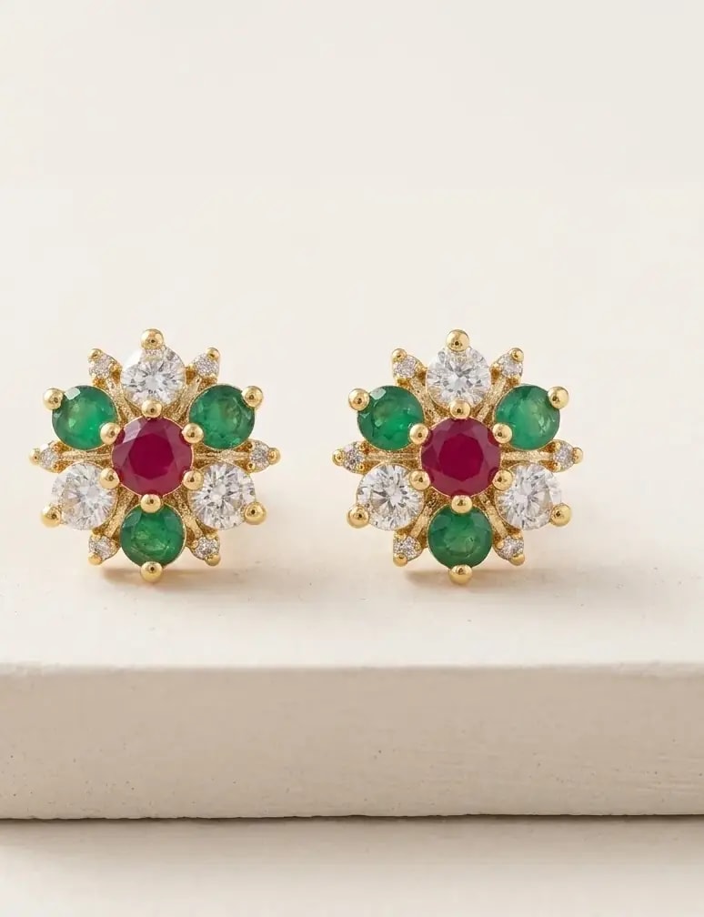 Ratna Petal Gold-Toned Screw Back Studs