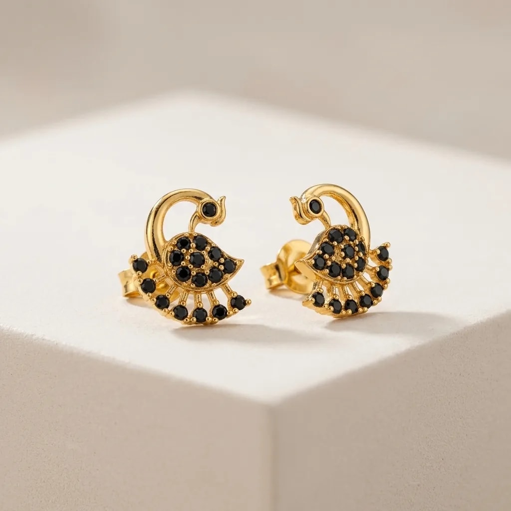 Mayil Stone Gold-Toned Screw Back Studs