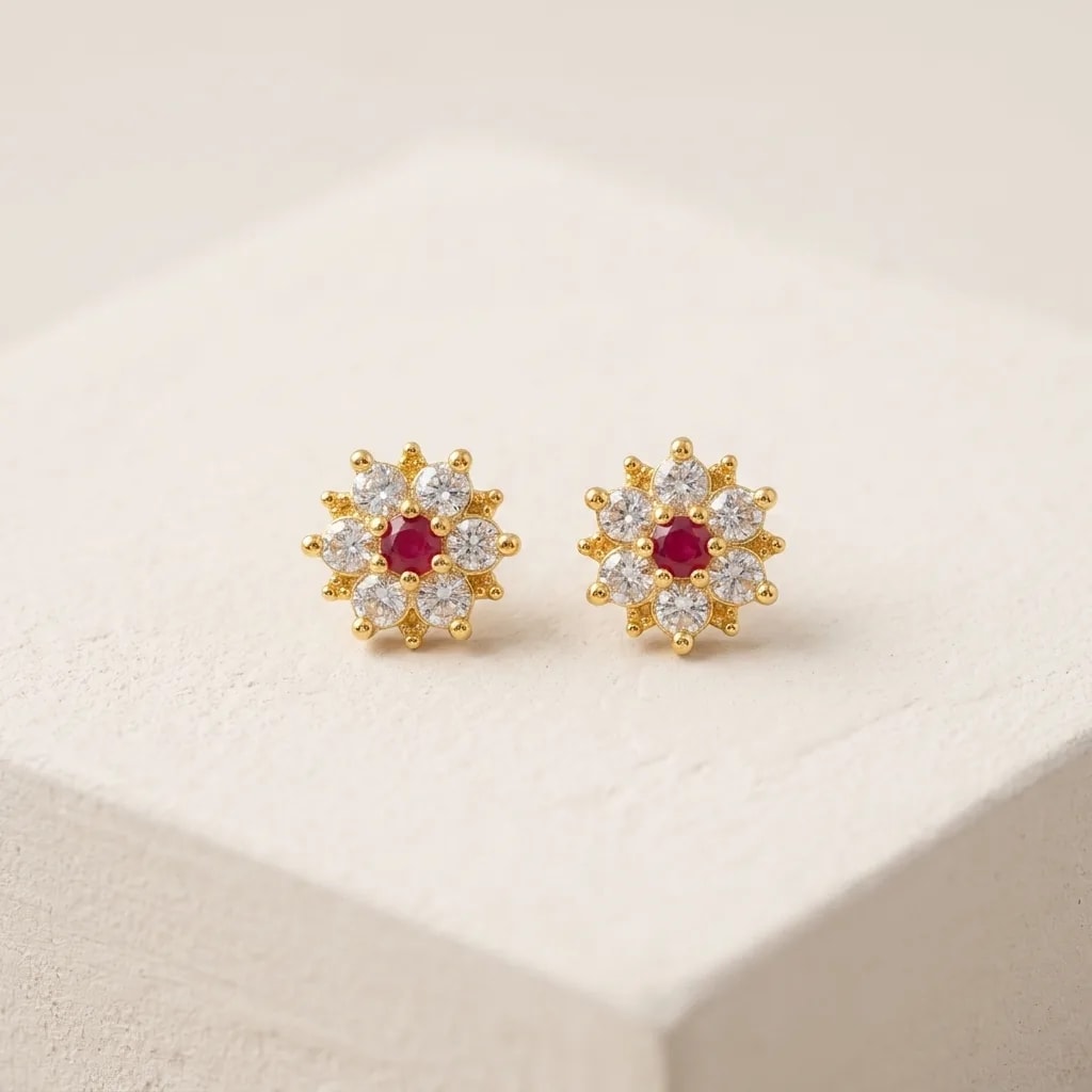 Ratna Petal Gold-Toned Screw Back Studs