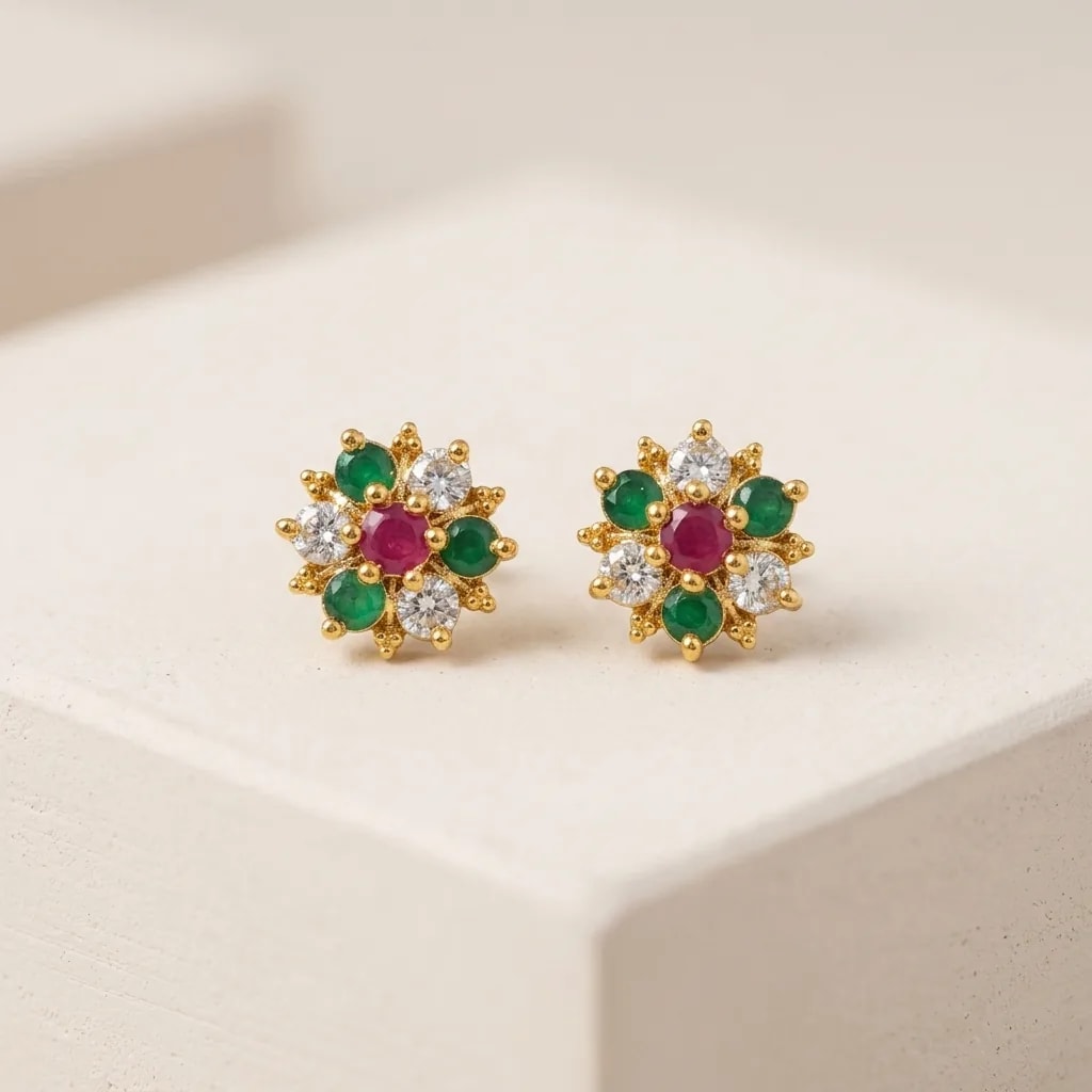 Ratna Petal Gold-Toned Screw Back Studs