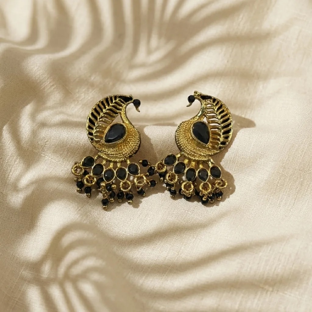 Mayil Stone Cluster Gold-Toned Screw Back Earrings