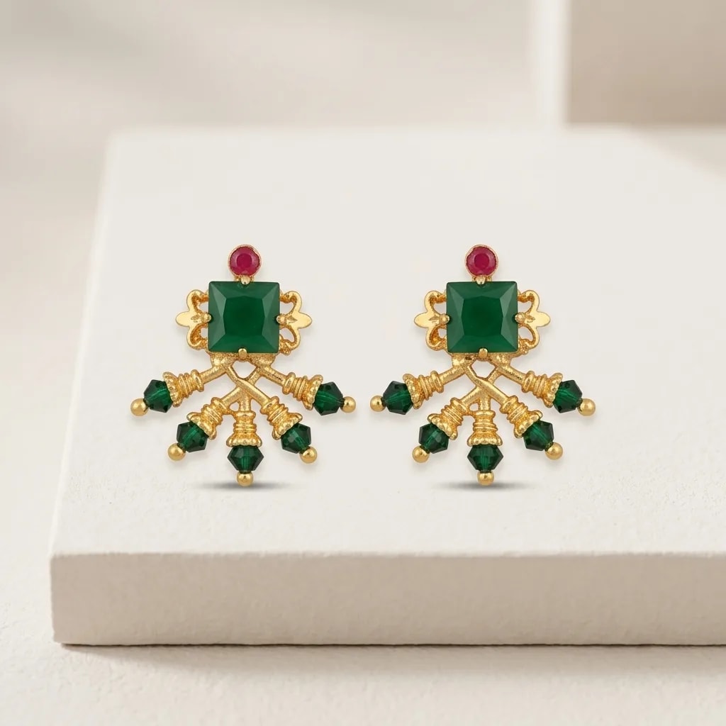 Ornate Beaded Vintage Gold-Toned Screw Back Studs