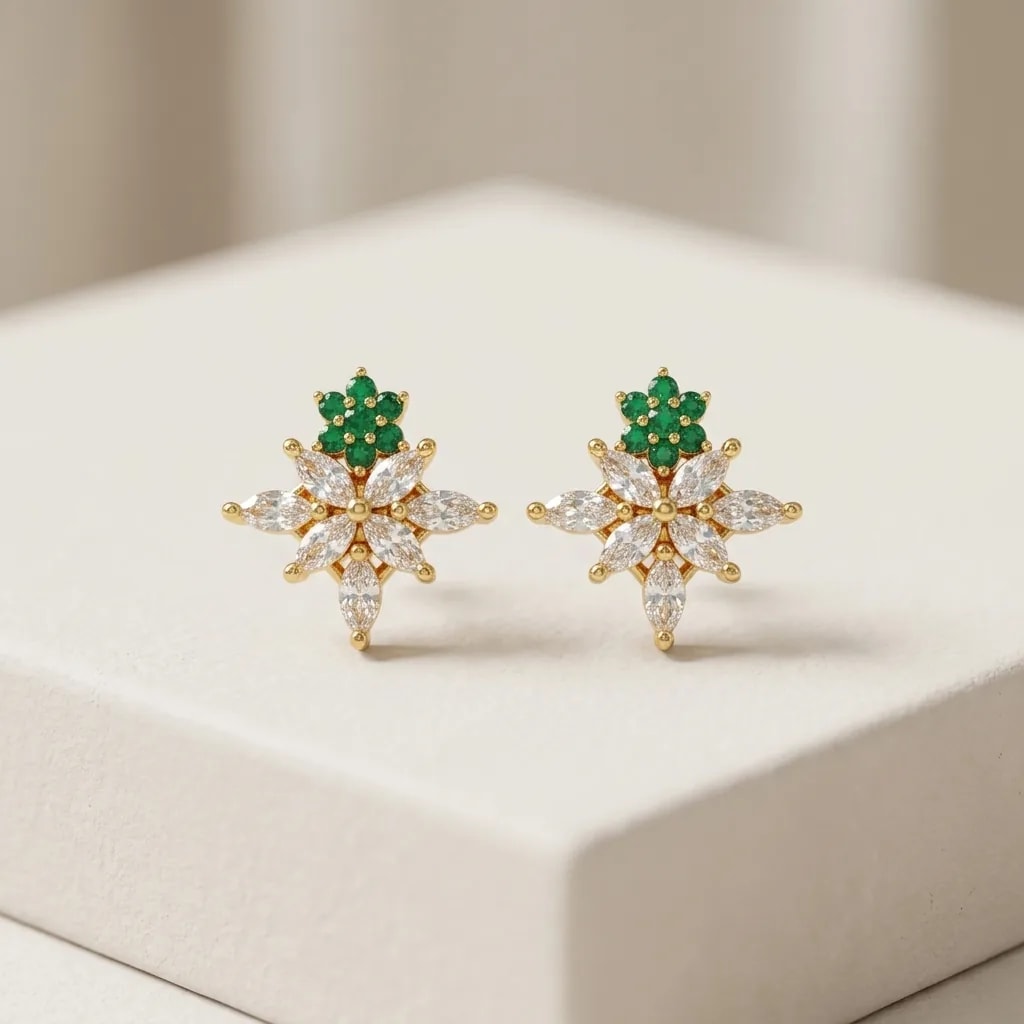 Starburst Gold-Toned Screw Back Studs