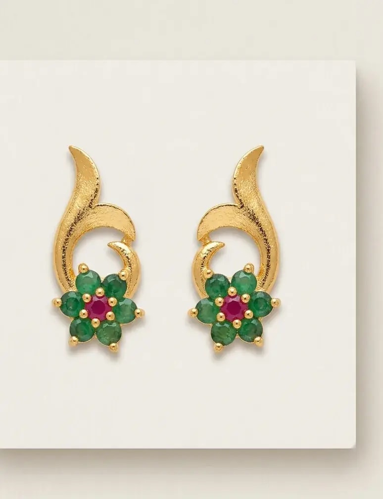 Flame Bloom Gold-Toned Screw Back Studs