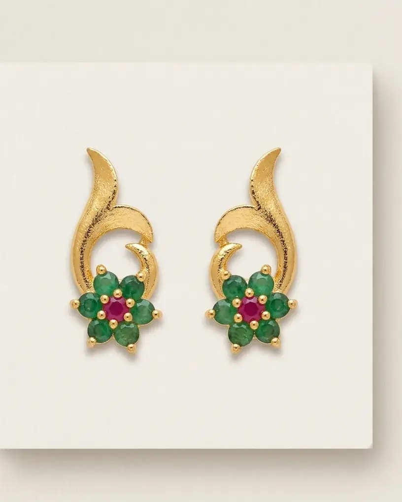 Flame Bloom Gold-Toned Screw Back Studs