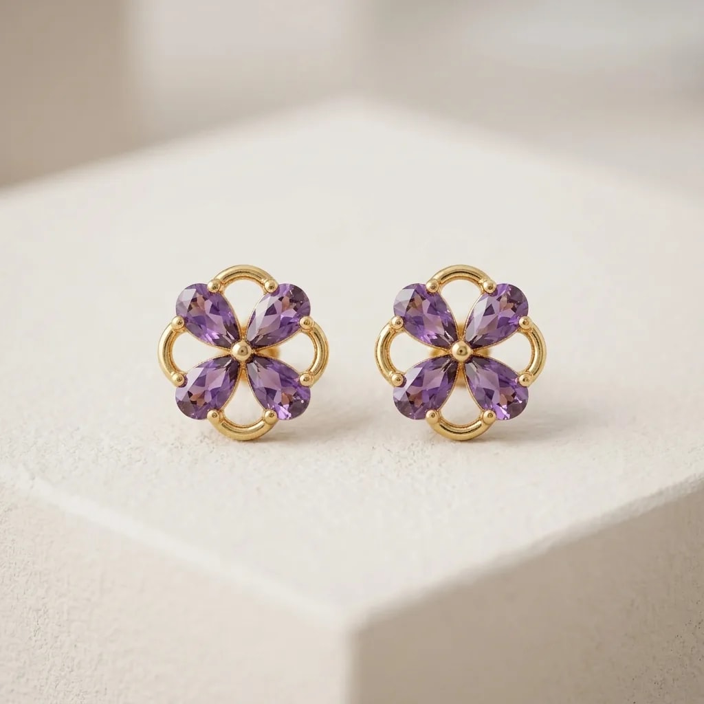 Petal Quartet Gold-Toned Screw Back Studs