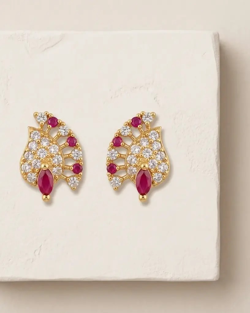 Manga Embellished Gold-Toned Screw Back Studs