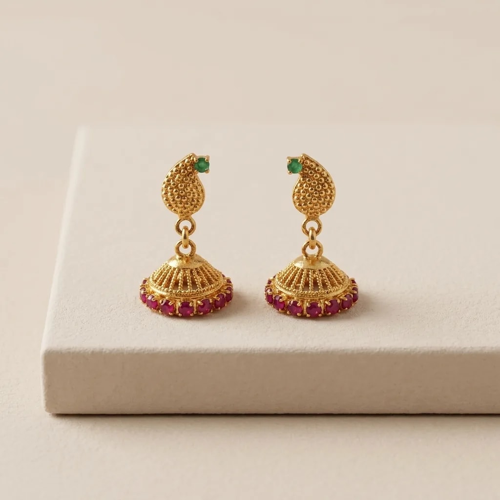 Kairi Vintage Gold-Toned Screw Back Jhumkas