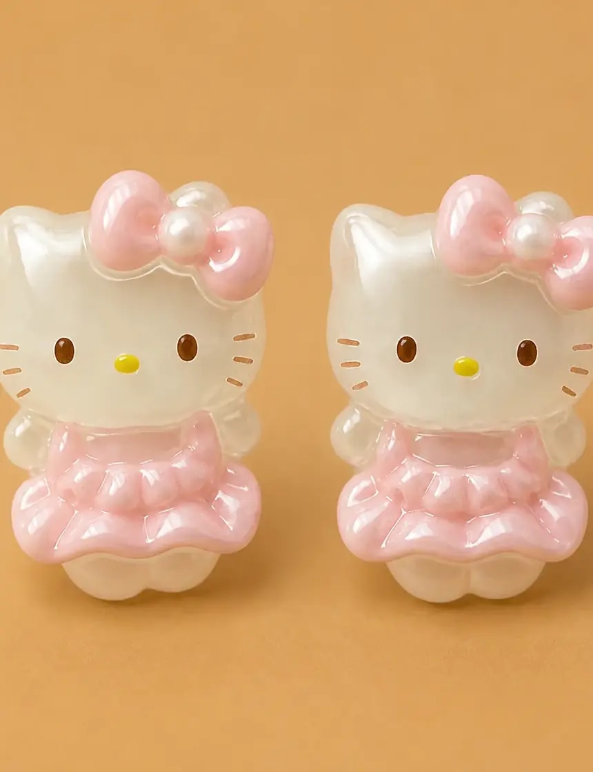 Blush Twirl Kitty Studs
