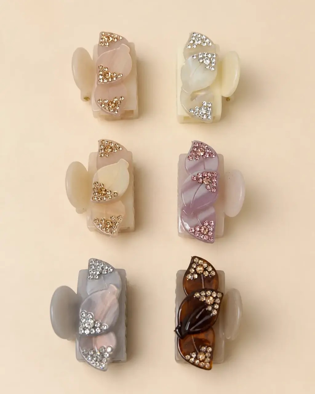 Crystal Leaf Hair Claw Clip