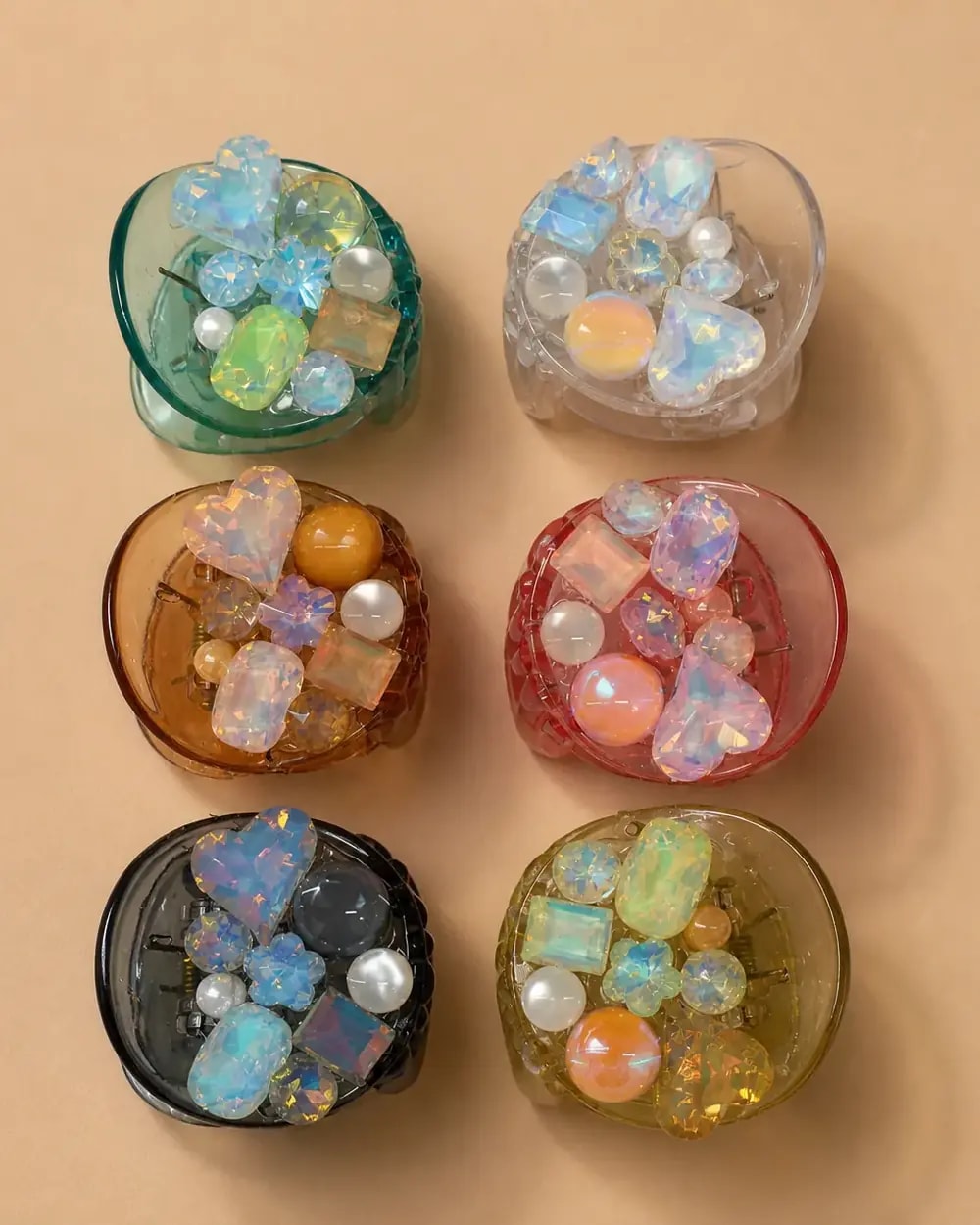 Stone Cluster Hair Claw Clips