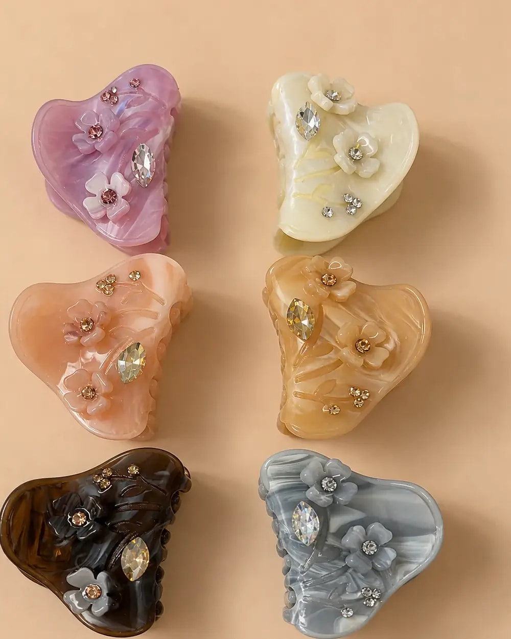 Marble Petals Hair Claw Clips
