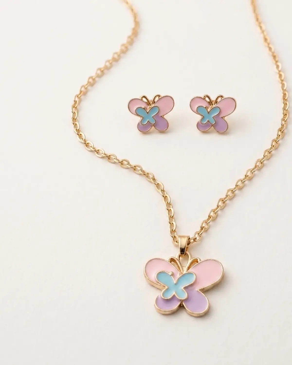 Butterfly Charm necklace set