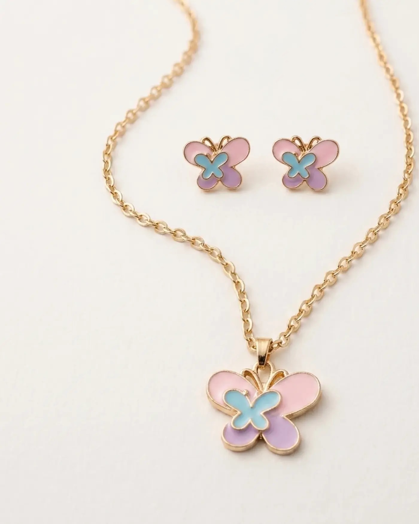 Butterfly Charm necklace set