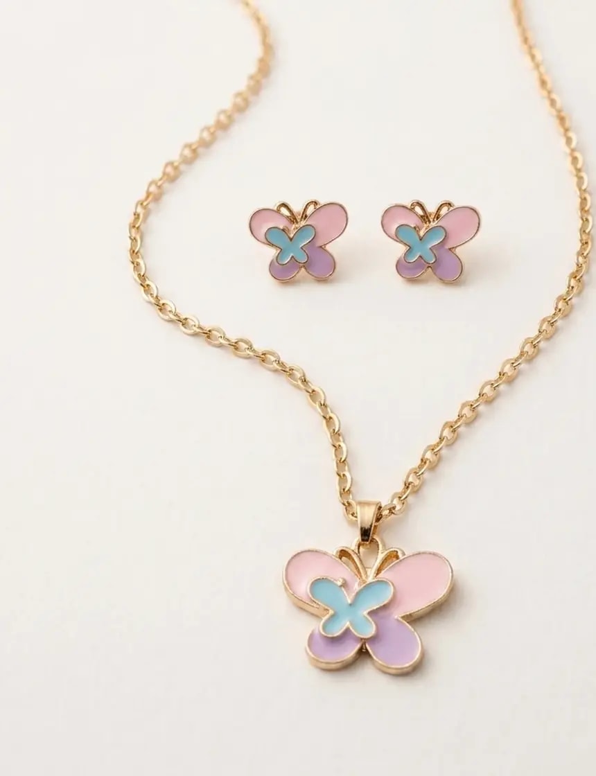 Butterfly Charm necklace set