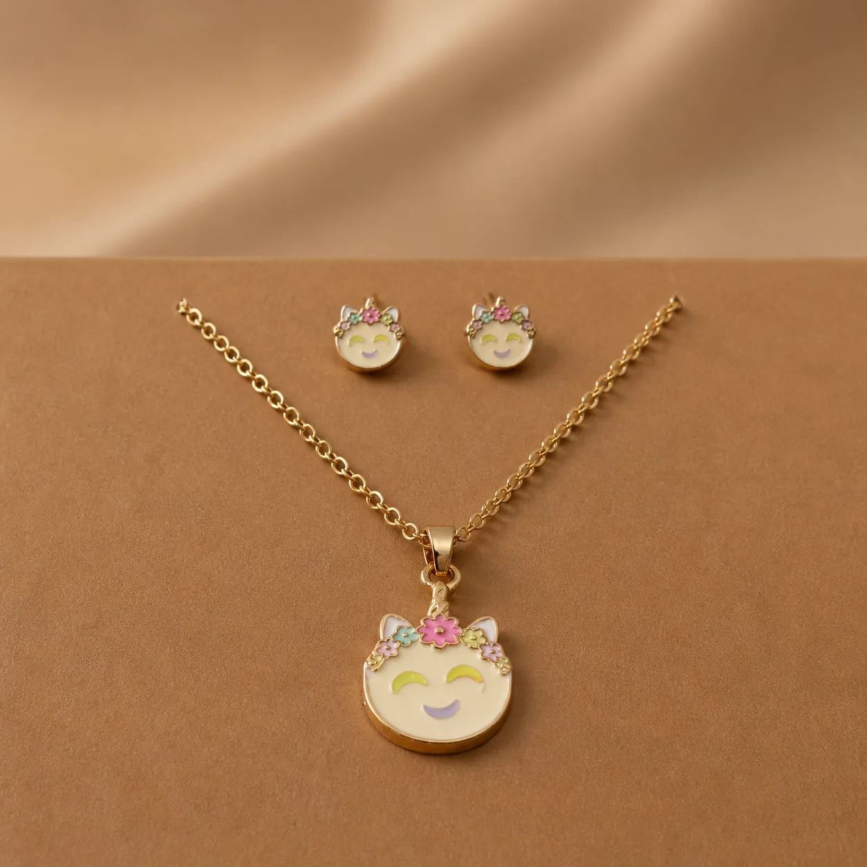 Kitty Blossom Kids Necklace Set