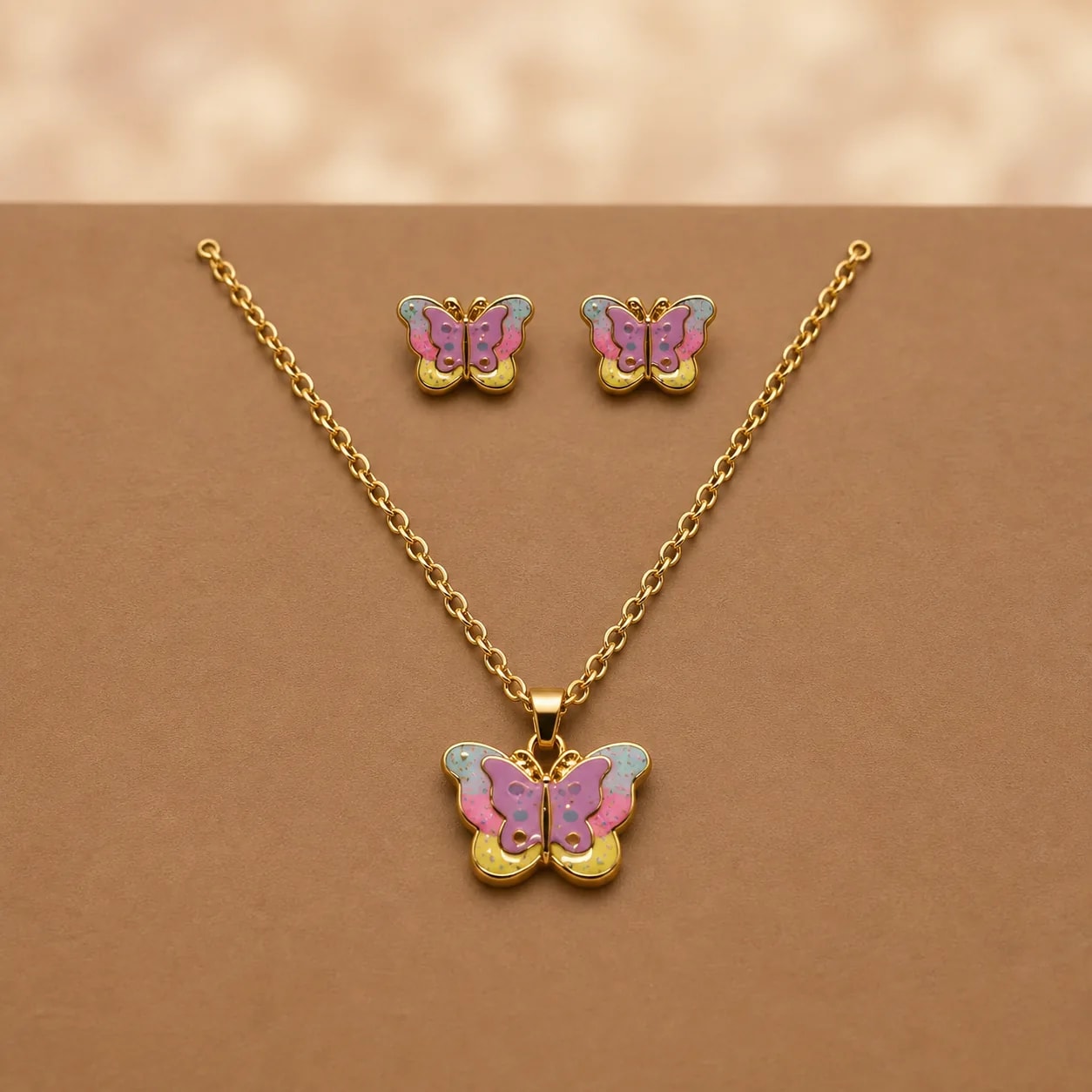 Butterfly Charm necklace set