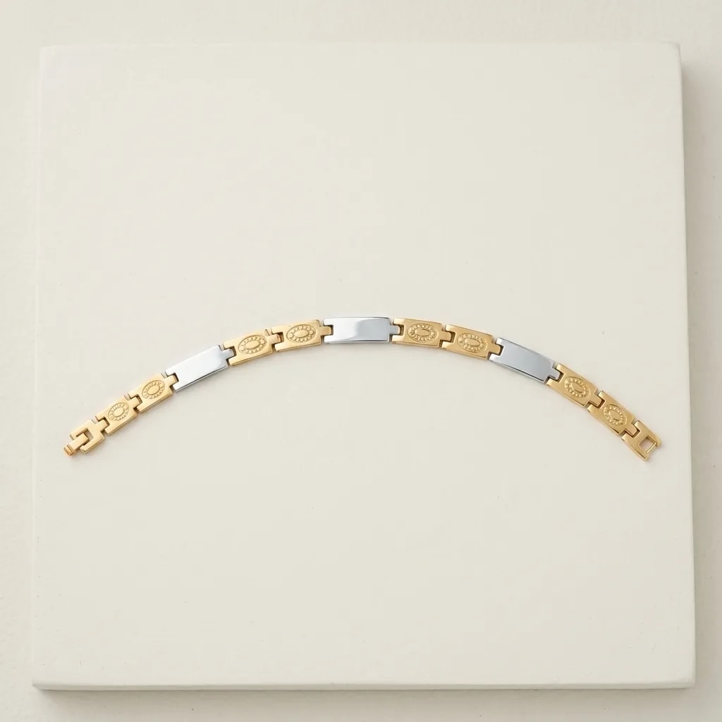 Sovereign Medallion Link Dual tone men's Bracelet