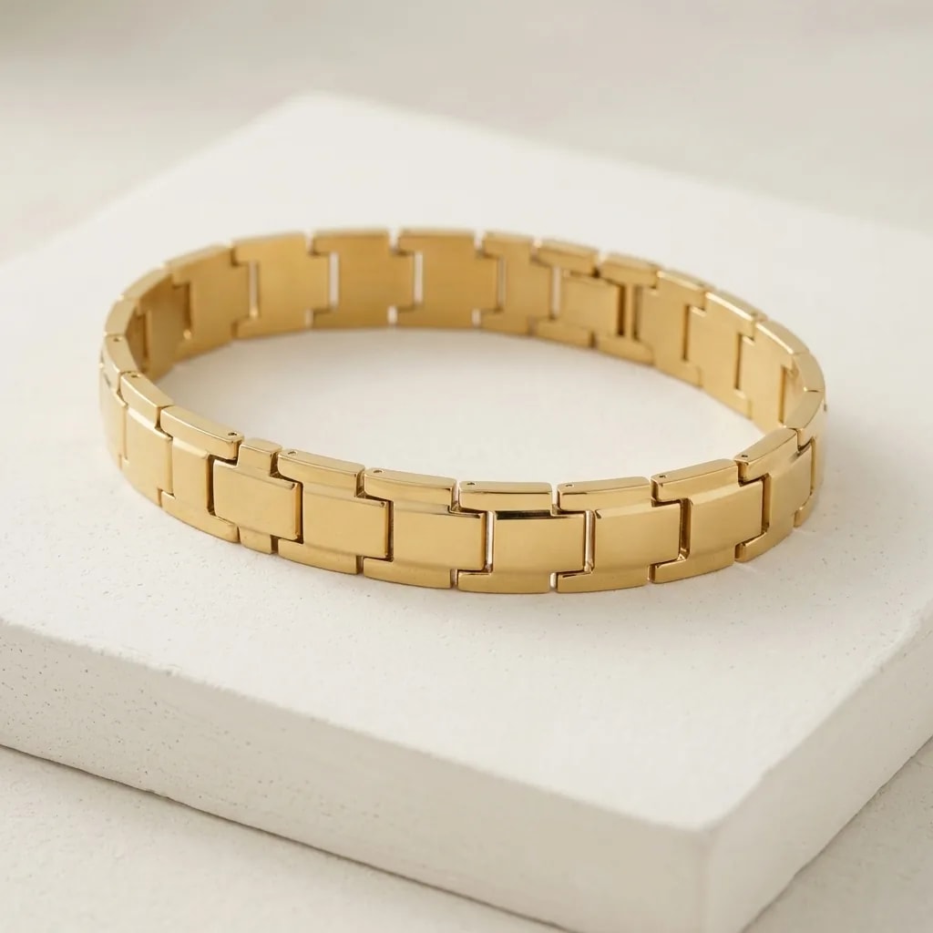 Gold Tone Contemporary Men's Bracelet