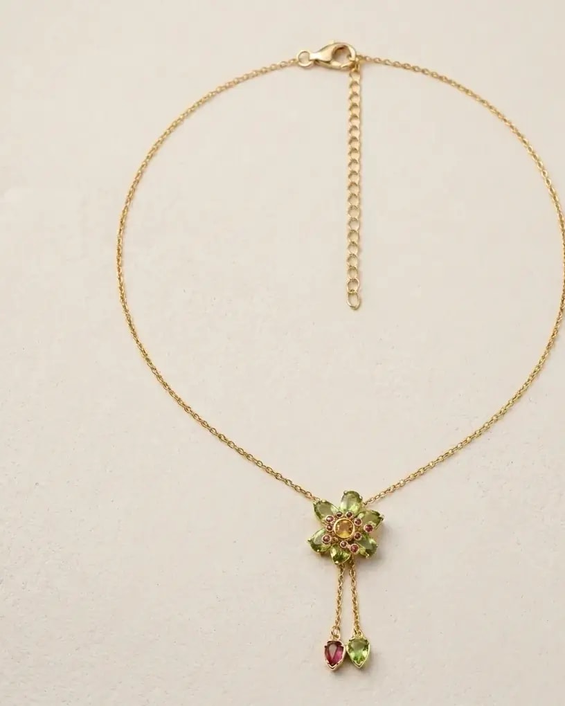 Royal Bloom Gemstone Floral Necklace Set