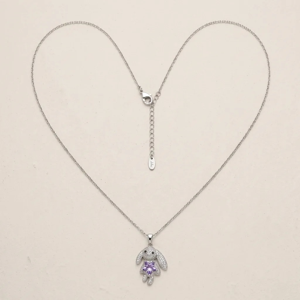 Crystal Bunny Charm Necklace