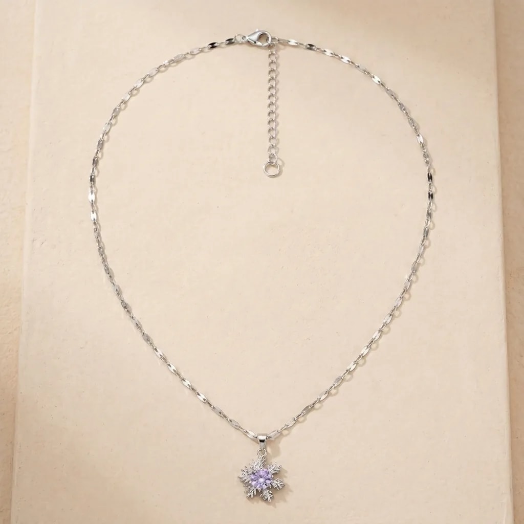 Crystal Snowflake Charm Necklace