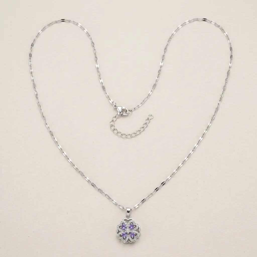 Crystal Azure Bloom Pendant Necklace