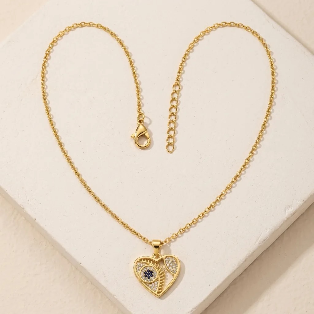 Golden Mystic Heart Charm Necklace
