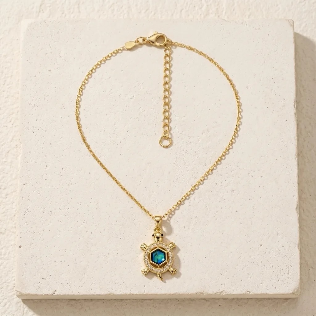 Mystic Turtle Crystal Charm Necklace