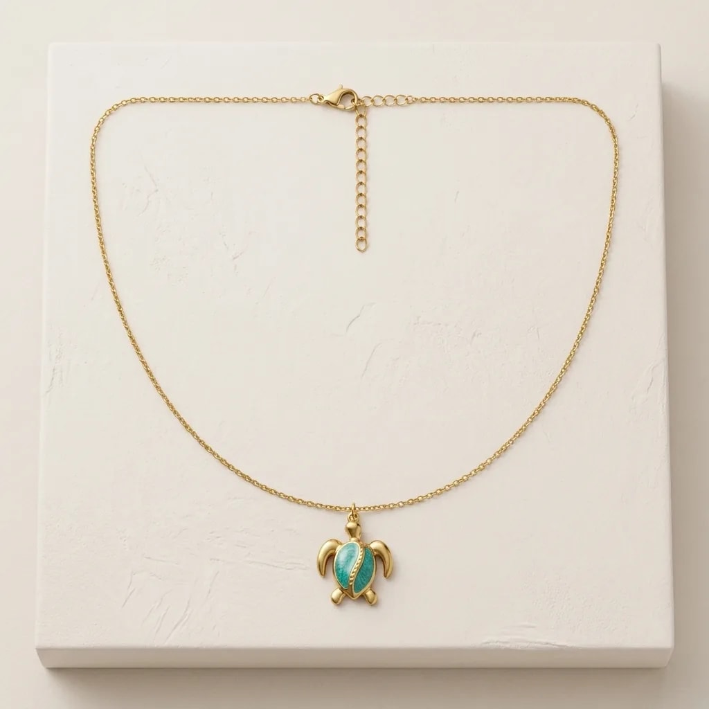 Golden Turtle Charm Necklace