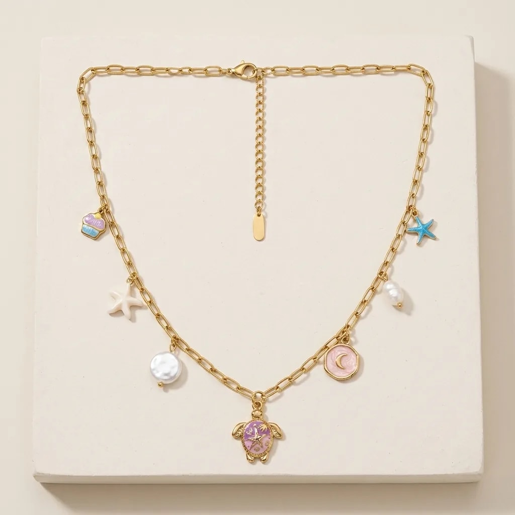 Golden Tide Charm Necklace