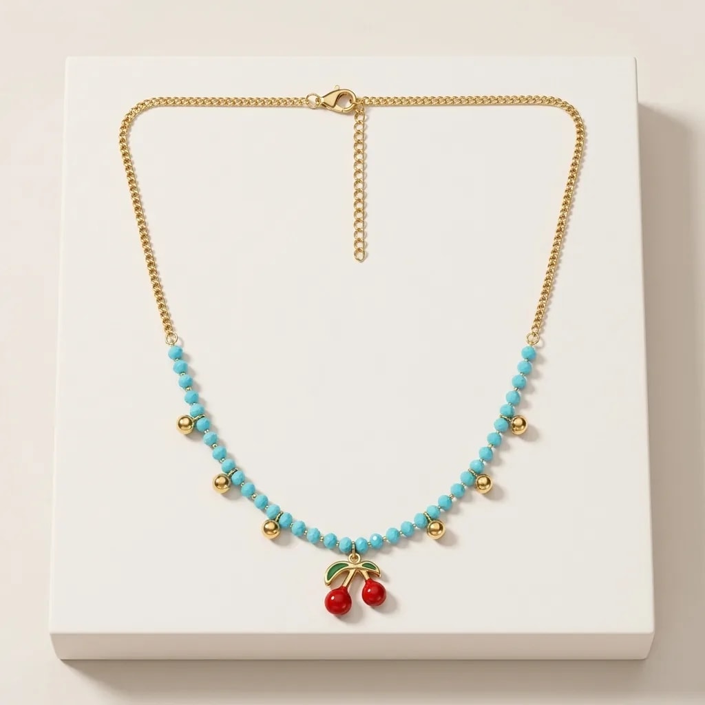 Blue moon cheery necklace