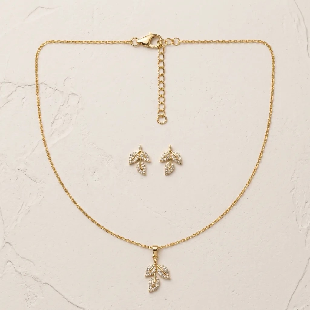 Crystal Leaf Elegance Jewelry Set