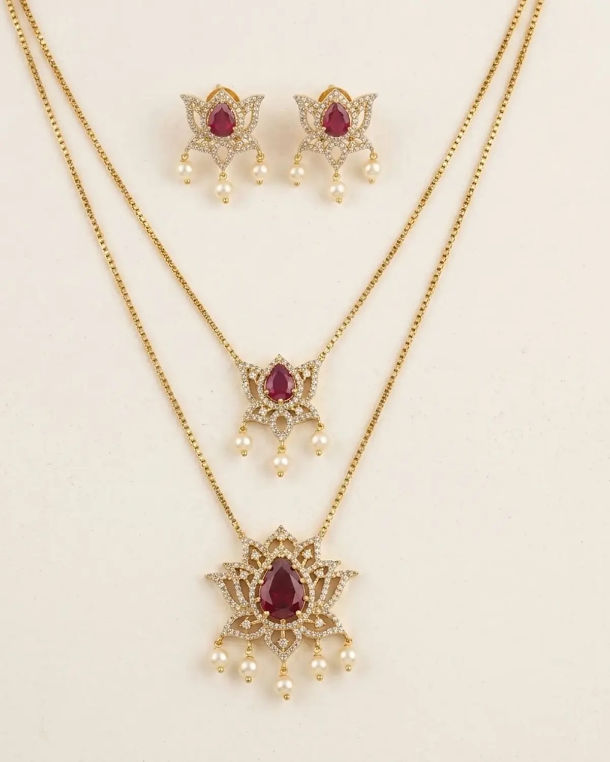 Layered Lotus Necklace Set