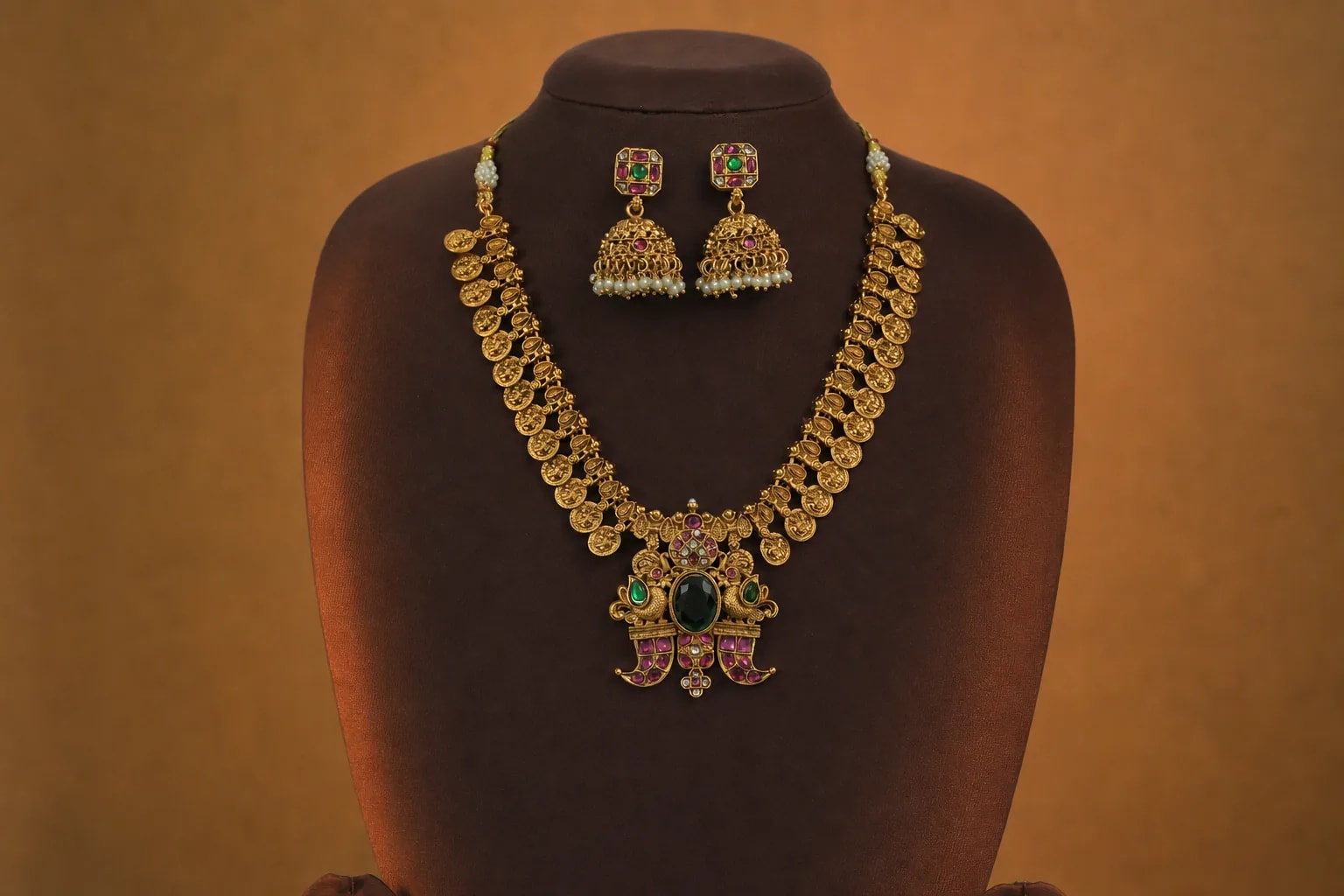 Jadau Puligoru Kasu Necklace Set