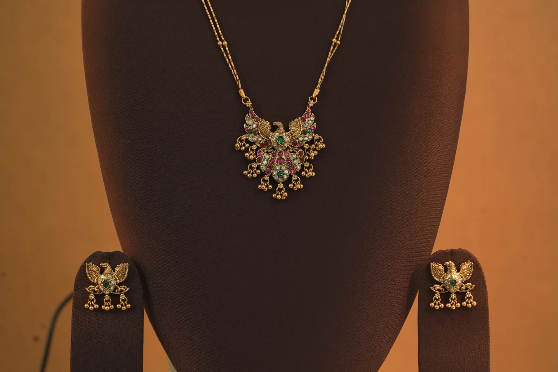 Garuda Jadau Dual Layer Chain Set